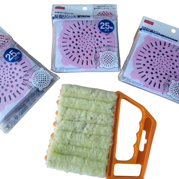 Pack of 3 shower drain hair Catchers strainer for tub & one blind cleaner tool - Picture 1 of 10